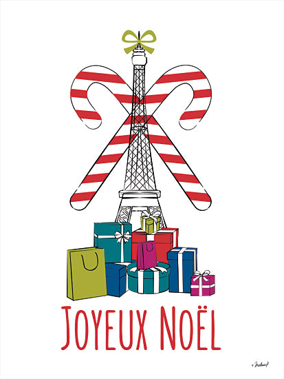 Martina Pavlova PAV330 - PAV330 - Joyeux Noel - 12x16 Signs, Typography,, Noel, Presents, Candy Cane, Eiffel Tower, France from Penny Lane