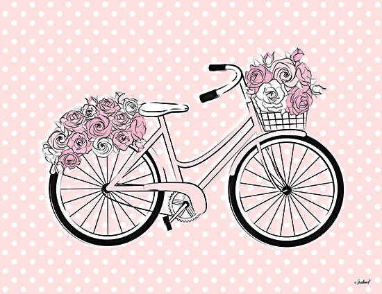 Martina Pavlova PAV362 - PAV362 - Pink Flower Bike - 16x12 Bike, Bicycle, Flowers, Pink & White, Polka Dots from Penny Lane