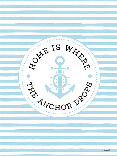 Martina Pavlova PAV366 - PAV366 - Home - Where the Anchor Drops - 12x16 Home is Where the Anchor Drops, Home, Anchor, Light Blue and White, Stripes, Signs from Penny Lane