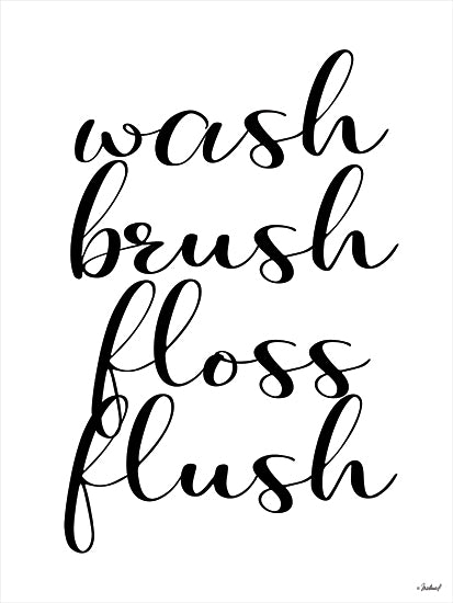 Martina Pavlova PAV387 - PAV387 - Wash Brush Floss Flush - 12x16 Wash, Brush, Floss, Flush, Bath, Bathroom, Calligraphy, Signs from Penny Lane