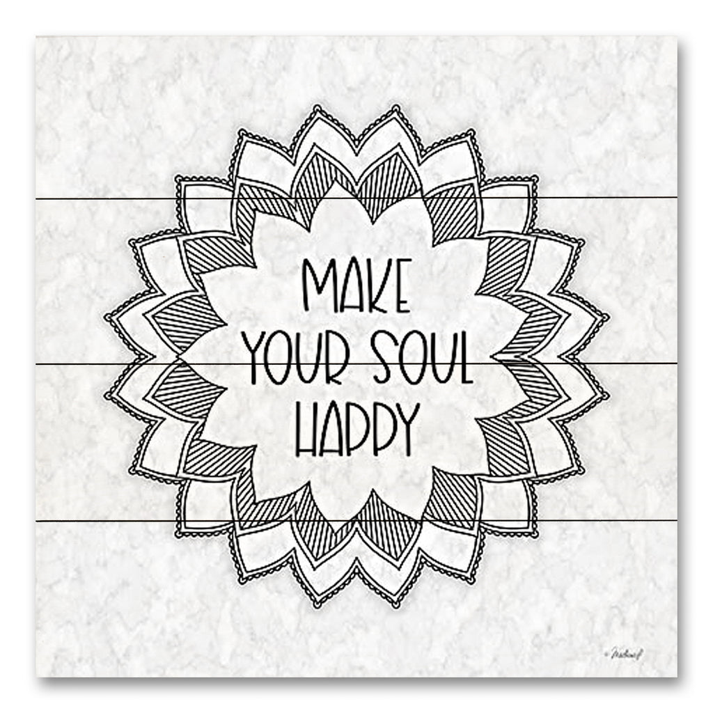 Martina Pavlova PAV502PAL - PAV502PAL - Make Your Soul Happy - 12x12 Motivational, Make Your Soul Happy, Flower, Petals, Typography, Signs, Black & White from Penny Lane