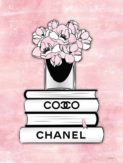 Martina Pavlova PAV546 - PAV546 - Coco - 12x16 Fashion, Still Life, Coco Chanel, Fashion Designer, Books Flowers, Pink, Black, White, Typography, Signs, Textual Art from Penny Lane