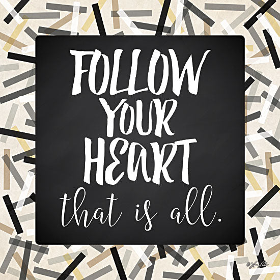 Lauren Rader RAD1159 - Follow Your Heart - Black, Gray, Gold, Signs, Inspirational, Tween, Typography from Penny Lane Publishing