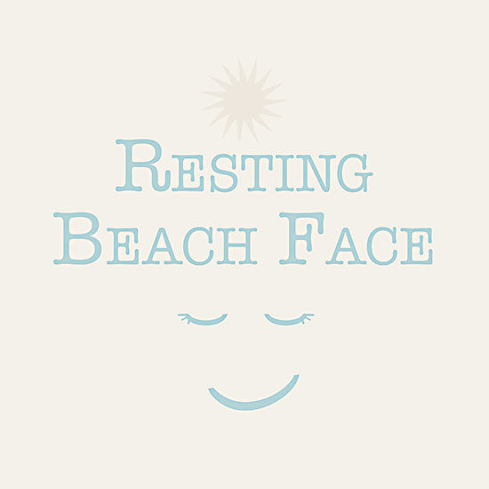 Lauren Rader RAD1393 - RAD1393 - Resting Beach Face - 12x12 Coastal, Humor, Resting Beach Face, Humor, Typography, Signs, Textual Art, Face, Blue & White, Summer from Penny Lane