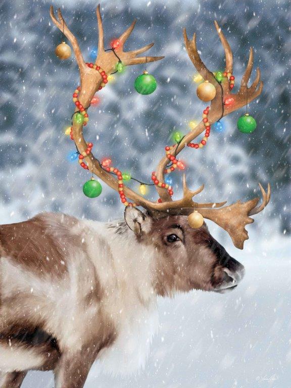 Lauren Rader RAD1449 - RAD1449 - Christmas Lights Reindeer - 12x16 Christmas, Holidays, Reindeer, Christmas Lights, Ornaments, Garland, Winter, Snow, Whimsical from Penny Lane
