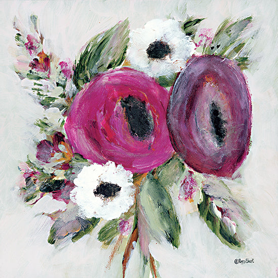 Roey Ebert REAR328 - REAR328 - Pretty in Pink & Black II - 12x12 Flowers, Pink and White Flowers, Bouquet, Abstract from Penny Lane