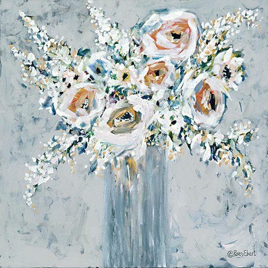 Roey Ebert REAR339 - REAR339 - Blooms in Blue Vase - 12x12 Abstract, Flowers, White Flowers, Vase, Bouquet, Botanical from Penny Lane
