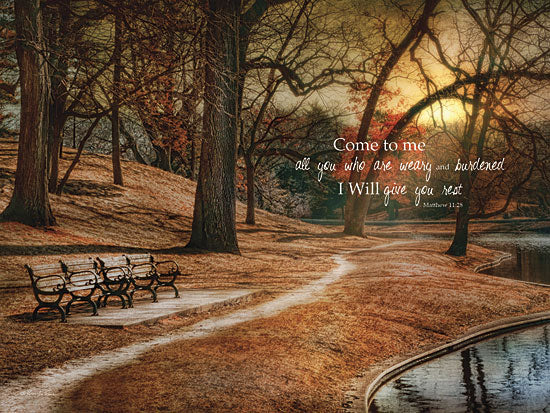 Robin-Lee Vieira RLV331A- I Will Give You Rest - Bible Verse, Park, Park Bench, Trees, Path from Penny Lane Publishing