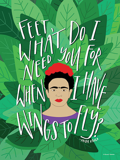 Rachel Nieman RN106 - RN106 - Frida - Wings to Fly - 12x16 Signs, Typography, Quotes, Frida Kahlo, Iconic, Leaves from Penny Lane