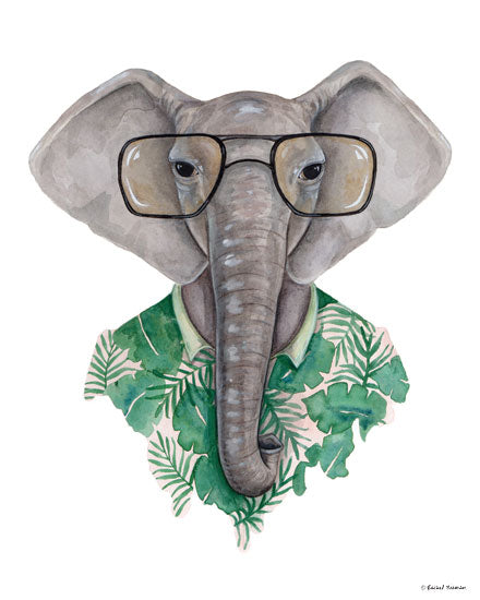 Rachel Nieman RN127 - RN127 - Elephant in Eye Glasses - 12x16 Elephant, Glasses, Tropical T-Shirt, Portrait from Penny Lane