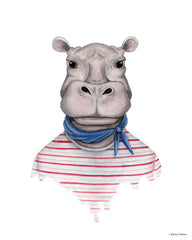 RN130 - Hippo in Handkerchief - 12x16