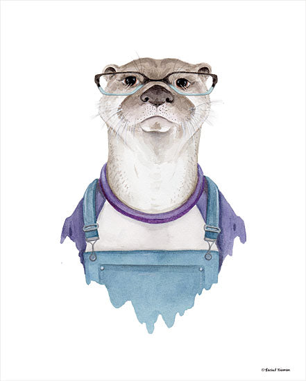 Rachel Nieman RN137 - RN137 - Otter in Overalls - 12x16 Otter, Overalls, Glasses, Portrait from Penny Lane