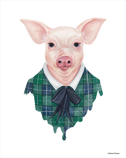Rachel Nieman RN138 - RN138 - Pig in Plaid - 12x16 Plaid Shirt, Pig, Portrait from Penny Lane