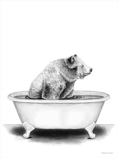 Rachel Nieman RN151 - RN151 - Bear in Tub - 16x12 Bear, Bathtub, Black & White from Penny Lane