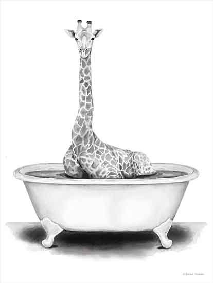 Rachel Nieman RN154 - RN154 - Giraffe in Tub - 16x12 Giraffe, Bathtub, Black & White from Penny Lane