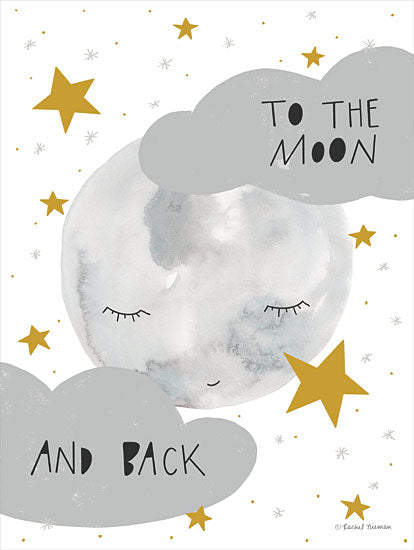Rachel Nieman RN193 - RN193 - Moon and Back - 12x16 To the Moon and Back, Moon, Stars, Constellations, Astronomy, Celestial, Whimsical from Penny Lane
