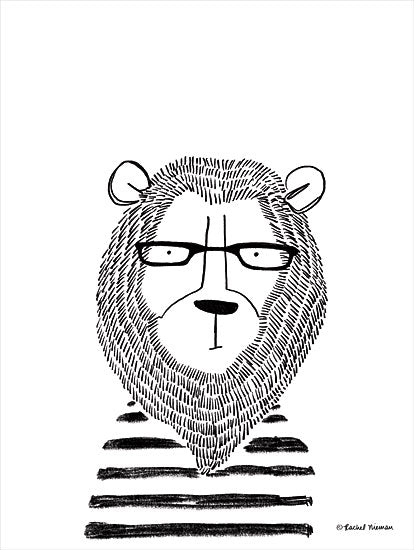 Rachel Nieman RN217 - RN217 - Lion in Glasses - 12x16 Lion, Sketch, Glasses, Black & White, Kid's Art from Penny Lane