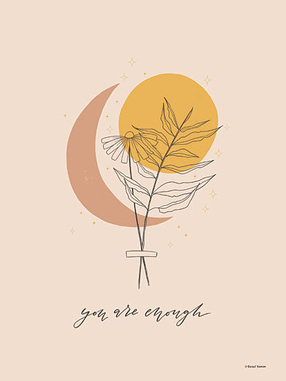 Rachel Nieman RN246 - RN246 - You Are Enough - 12x16 You are Enough, Flowers, Sun, Moon, Abstract, Motivational, Tween, Signs from Penny Lane