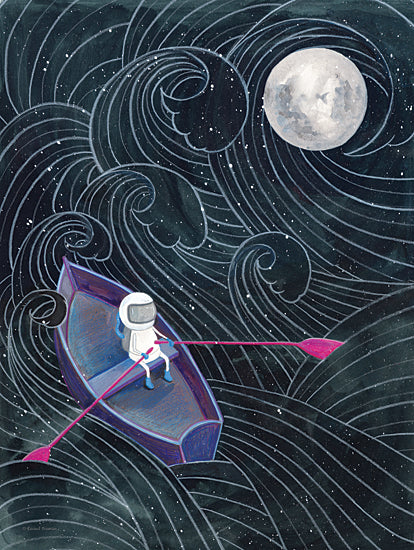 Rachel Nieman RN273 - RN273 - Boat to the Moon - 12x16 Abstract, Boat, Moon, Celestial, Fantasy, Whimsical, Children from Penny Lane