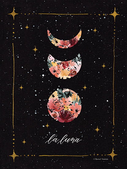 Rachel Nieman RN321 - RN321 - La Luna Moon Phases    - 12x16 La Luna Moon Phases, Moon, Flowers, Celestial, Signs from Penny Lane