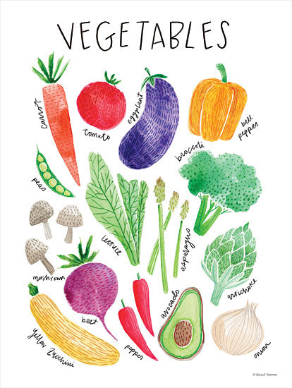 Rachel Nieman RN340 - RN340 - Vegetables - 12x16 Signs, Charts, Vegetables, Typography, Kitchen, Summer, Children from Penny Lane
