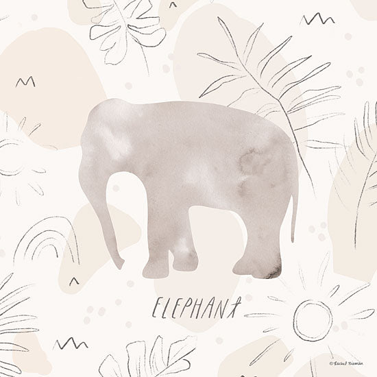 Rachel Nieman RN367 - RN367 - Jungle Safari Elephant - 12x12 Baby, Baby's Room, New Baby, Safari Animals, Elephant, Abstract, Neutral Palette, Signs from Penny Lane