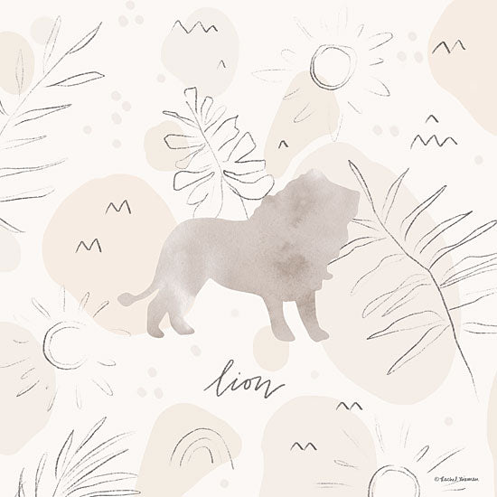 Rachel Nieman RN368 - RN368 - Jungle Safari Lion - 12x12 Baby, Baby's Room, New Baby, Safari Animals, Lion, Abstract, Neutral Palette, Signs from Penny Lane