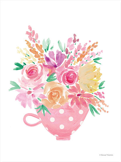 Rachel Nieman RN382 - RN382 - Pretty in Pink Tea Cup - 12x16 Flowers, Pink, Tea Cup, Abstract, Watercolors from Penny Lane