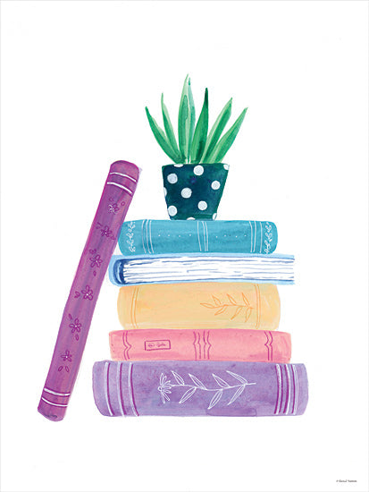 Rachel Nieman RN412 - RN412 - Books Are My Weekend - 12x16 Books, Cactus, Watercolor, Stacked Books, Still Life from Penny Lane