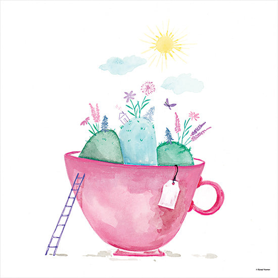 Rachel Nieman RN413 - RN413 - Tea Land - 12x12 Tea Cup, Cactus, Flowers, Watercolor from Penny Lane