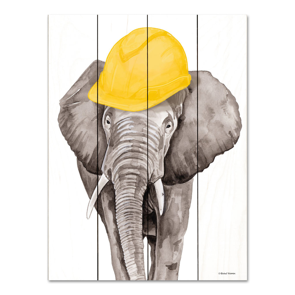 Rachel Nieman RN421PAL - RN421PAL - Construction Elephant - 12x16 Construction Elephant, Elephant, Whimsical, Children from Penny Lane