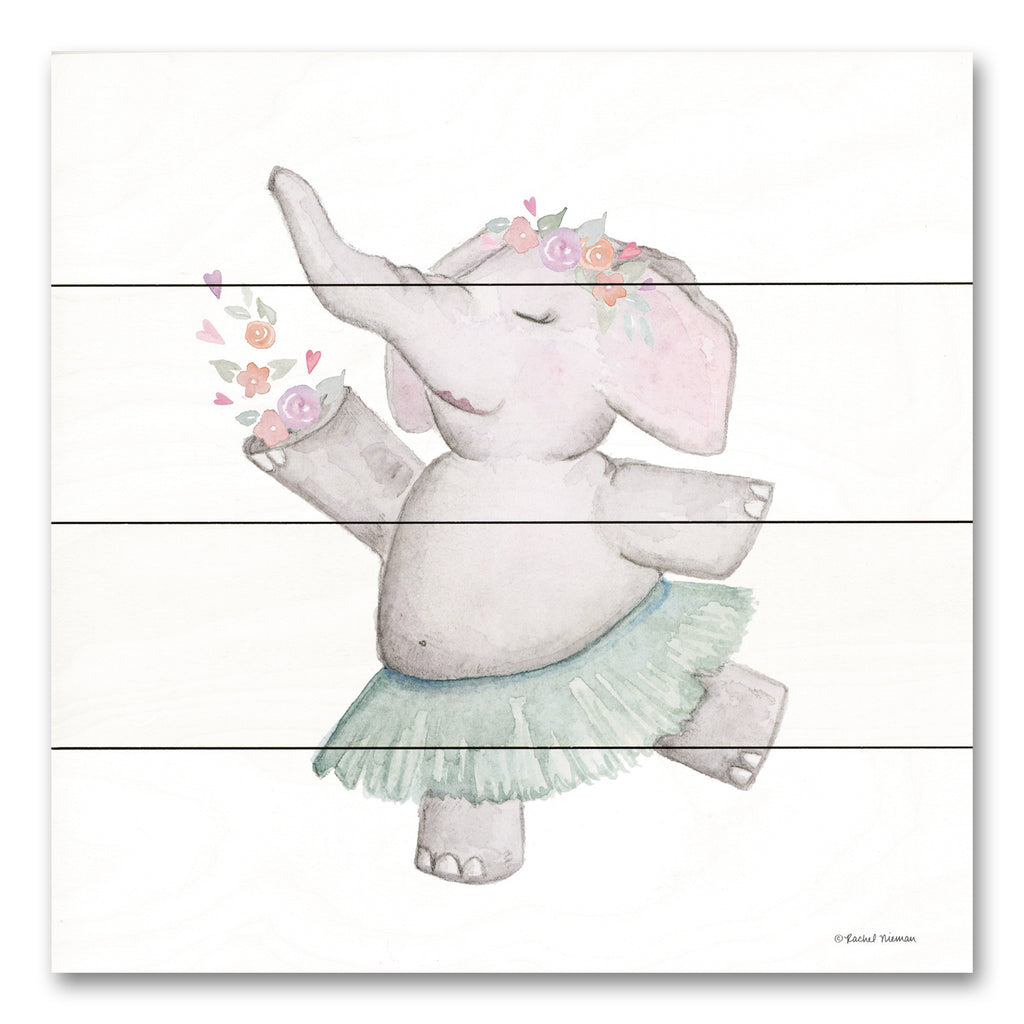 Rachel Nieman RN434PAL - RN434PAL - Elephant Ballerina - 12x12 Elephant Ballerina, Elephant, Flowers, Whimsical, Children from Penny Lane