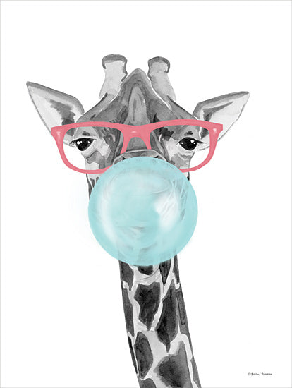 Rachel Nieman RN437 - RN437 - Bubble Gum Giraffe - 12x16 Giraffe, Bubble Gum, Glasses, Whimsical, Children from Penny Lane