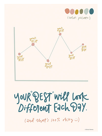 Rachel Nieman RN458 - RN458 - Your Best Will Look Different Each Day - 12x16 Your Best Will Look Different Each Day, Motivational, Chart, Whimsical, Children, Signs, Typography from Penny Lane