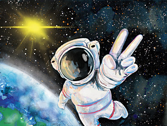 Rachel Nieman RN496 - RN496 - Peace Astronaut - 16x12 Astronaut, Peace Astronaut, Whimsical, Astronomy, Space, Children, Earth from Penny Lane