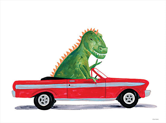 Rachel Nieman RN503 - RN503 - Dino Out and About - 16x12 Whimsical, Dinosaur, T-Rex, Car, Convertible, Children from Penny Lane