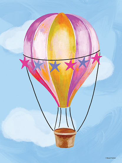 Rachel Nieman RN564 - RN564 - Hot Air Balloon 1 - 12x16 Whimsical, Hot Air Balloon, Children, Stars, Sky, Clouds, Triptych from Penny Lane