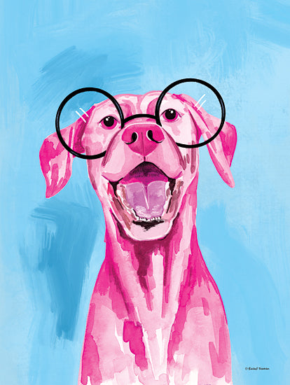 Rachel Nieman RN567 - RN567 - Puppy Love 1 - 12x16 Whimsical, Animals, Pets, Dogs, Pink Dog, Glasses, Smiling Dog from Penny Lane