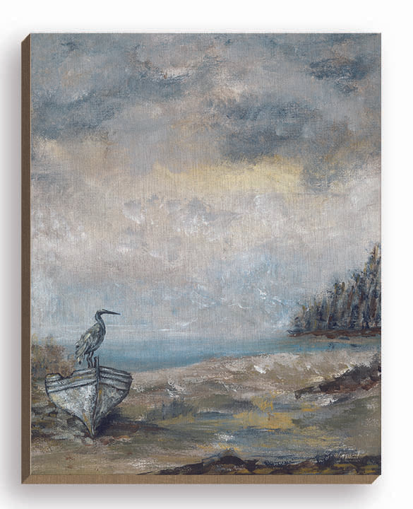 Soulspeak & Sawdust SAW137FW - SAW137FW - Storm Watcher II - 16x20 Abstract, Coastal, Lake, Canoe, Seagull, Landscape, Nature, Storms, Weather, Clouds from Penny Lane