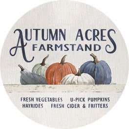 Soulspeak & Sawdust SAW140RP - SAW140RP - Autumn Acres - 18x18 Farmstand, Fall, Pumpkins, Autumn Acres Farmstand, Typography, Signs, Textual Art, Advertisement, Farmhouse/Country from Penny Lane