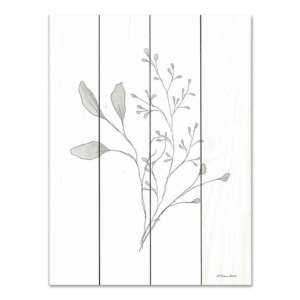 Susan Ball SB1000PAL - SB1000PAL - Simple Leaves 3 - 12x16 Simple Leaves, Drawing Print, Gray, Botanical from Penny Lane