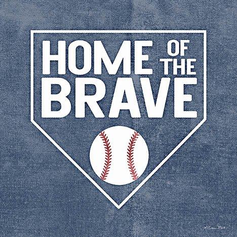 Susan Ball SB1083 - SB1083 - Home of the Brave - 12x12 Sports, Baseball, Home Plate, Home of the Brave, Typography, Signs, Textual Art, Patriotic, Red, White, Blue,, Independence Day, Summer, Masculine from Penny Lane