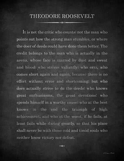 Susan Ball SB1100 - SB1100 - No Effort with out Error - 12x16 Quotes, Theodore Roosevelt, It is Not the Critic Who Counts, Typography, Signs, Textual Art, Motivational, Black & White, President of USA from Penny Lane