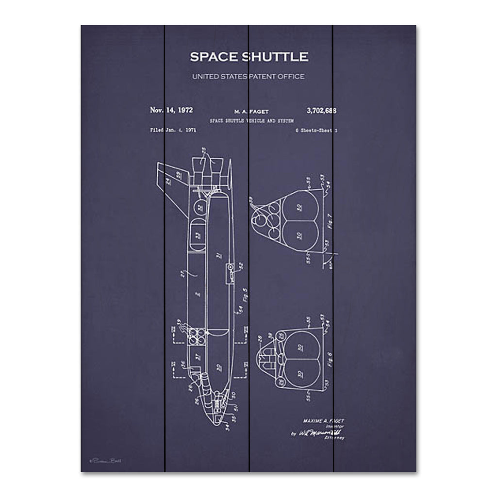 Susan Ball SB1129PAL - SB1129PAL - Space Shuttle Patent   - 12x16 Astronomy, Space Shuttle, Blue Print, Chart, Blue & White, Typography, Signs, Masculine, Patent  from Penny Lane