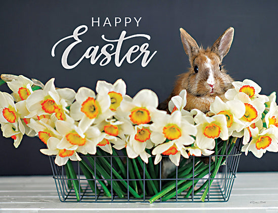 Susan Ball SB1150 - SB1150 - Happy Easter Bunny and Flowers - 16x12 Easter, Happy Easter, Typography, Signs, Religious, Bunny, Rabbit, Flowers, Daffodils, Easter Flowers, Spring, Wire Basket, Still Life, Photography from Penny Lane