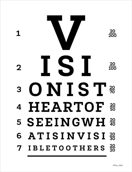 Susan Ball SB1184 - SB1184 - Vision Eye Chart - 12x16 Inspirational, Vision is the Art of Seeing What is Invisible to Others, Typography, Signs, Textual Art, Motivational, Black & White, Eye Chart, Numbers from Penny Lane