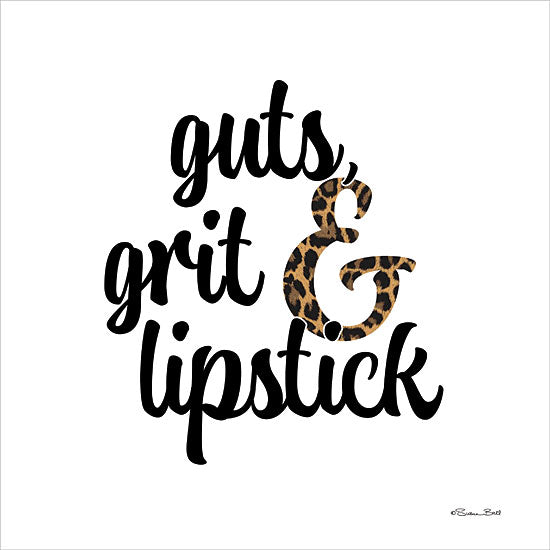 Susan Ball SB1227 - SB1227 - Guts, Grit & Lipstick  - 12x12 Woman, Humor, Guts, Grit & Lipstick, Typography, Signs, Textual Art, Leopard Print, Empower Woman from Penny Lane