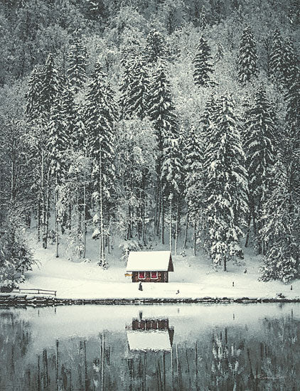 Susan Ball SB1236 - SB1236 - Cabin in the Woods - 12x16 Winter, Trees, Snow, Landscape, Cabin, Lodge, Lake, Reflection from Penny Lane