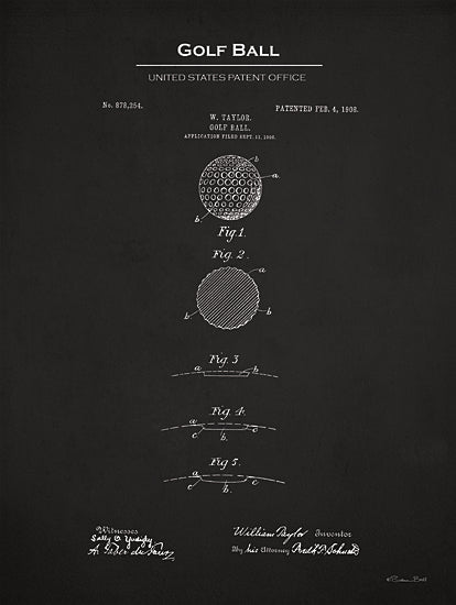 Susan Ball SB1291 - SB1291 - Golf Ball Patent - 12x16 Golf, Golf Ball Blueprint, Golf Ball United States Patent Office, Typography, Signs, Textual Art, Design, Pattern, Masculine, Sports, Black & White from Penny Lane