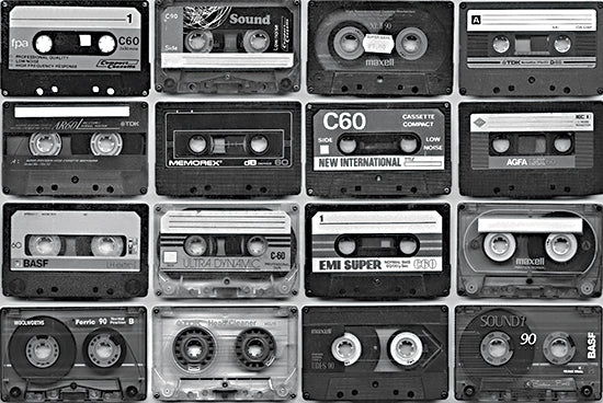 Susan Ball SB1315 - SB1315 - 80s Cassettes - 18x12 Photography, Music, Cassettes, 1980s Cassettes, Retro, Black & White, Nostalgia from Penny Lane
